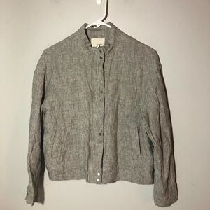 Anthropologie the korner linen bomber lightweight jackets womens S grey striped